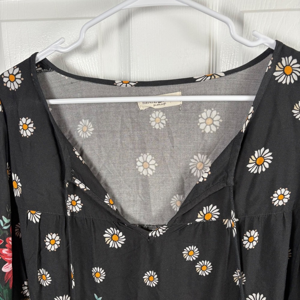 Natural Life Maribel Blouse Women's S Black Mushroom Boho Peasant Top Cottage - Picture 4 of 7